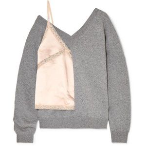 ALEXANDER WANG Hybrid Jumper With Camisole Insert BLACK